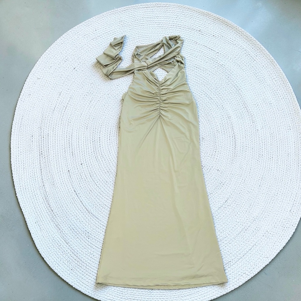 Peppermayo Olive Green One-Shoulder Maxi Dress - Picture 4 of 9